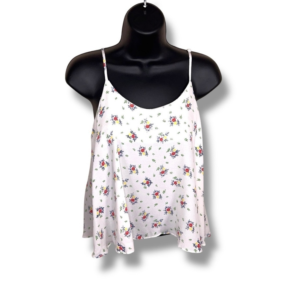 New Small Olivaceous **READ LISTING Cropped White Floral Flowy Tank Lightweight